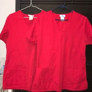 2 Red Scrub Sets